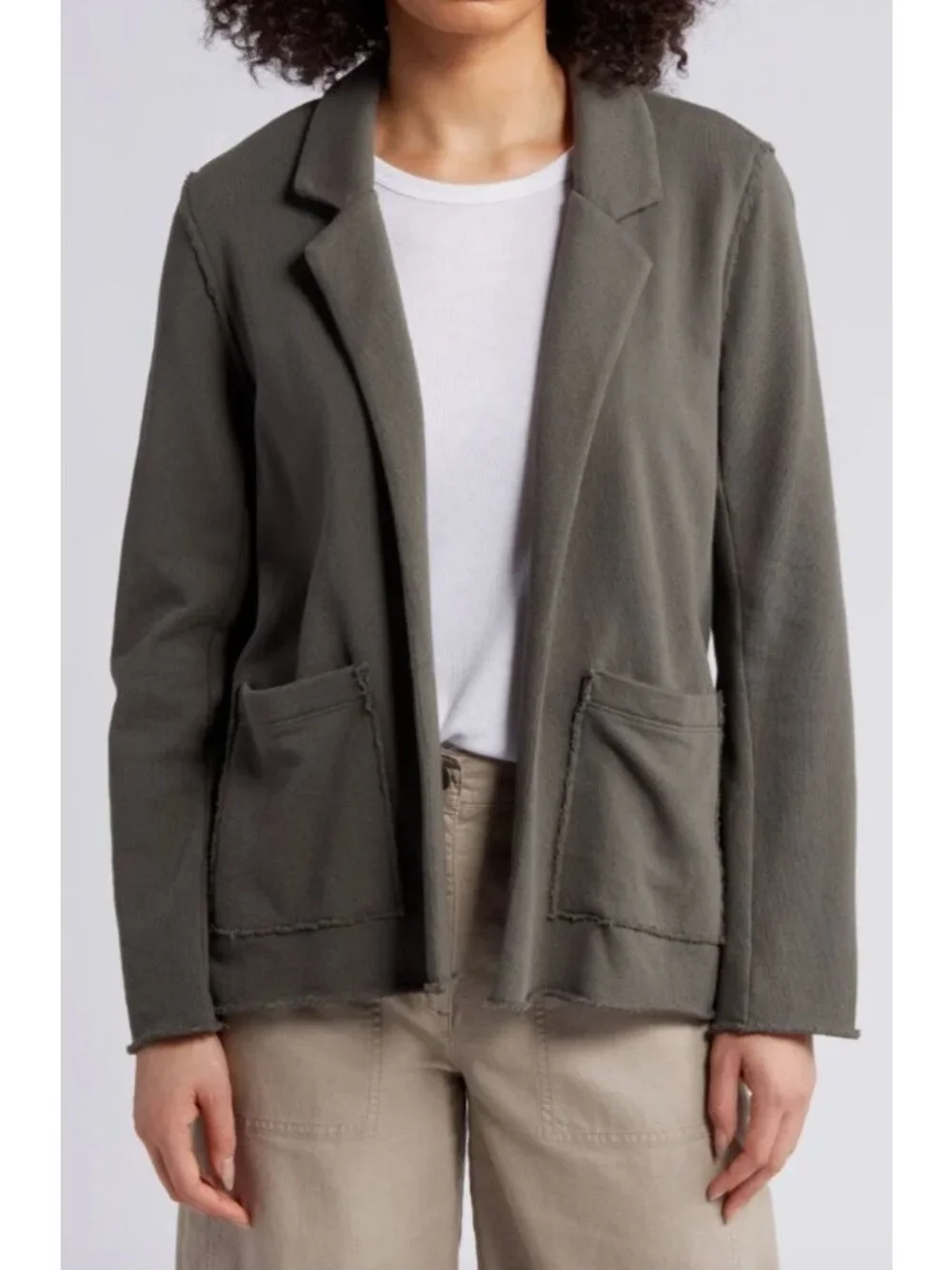 Eileen Fisher Lightweight Organic Cotton Terry Blazer Green Size Small